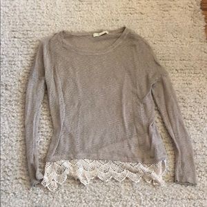 Staring at stars cream sweater with white lace